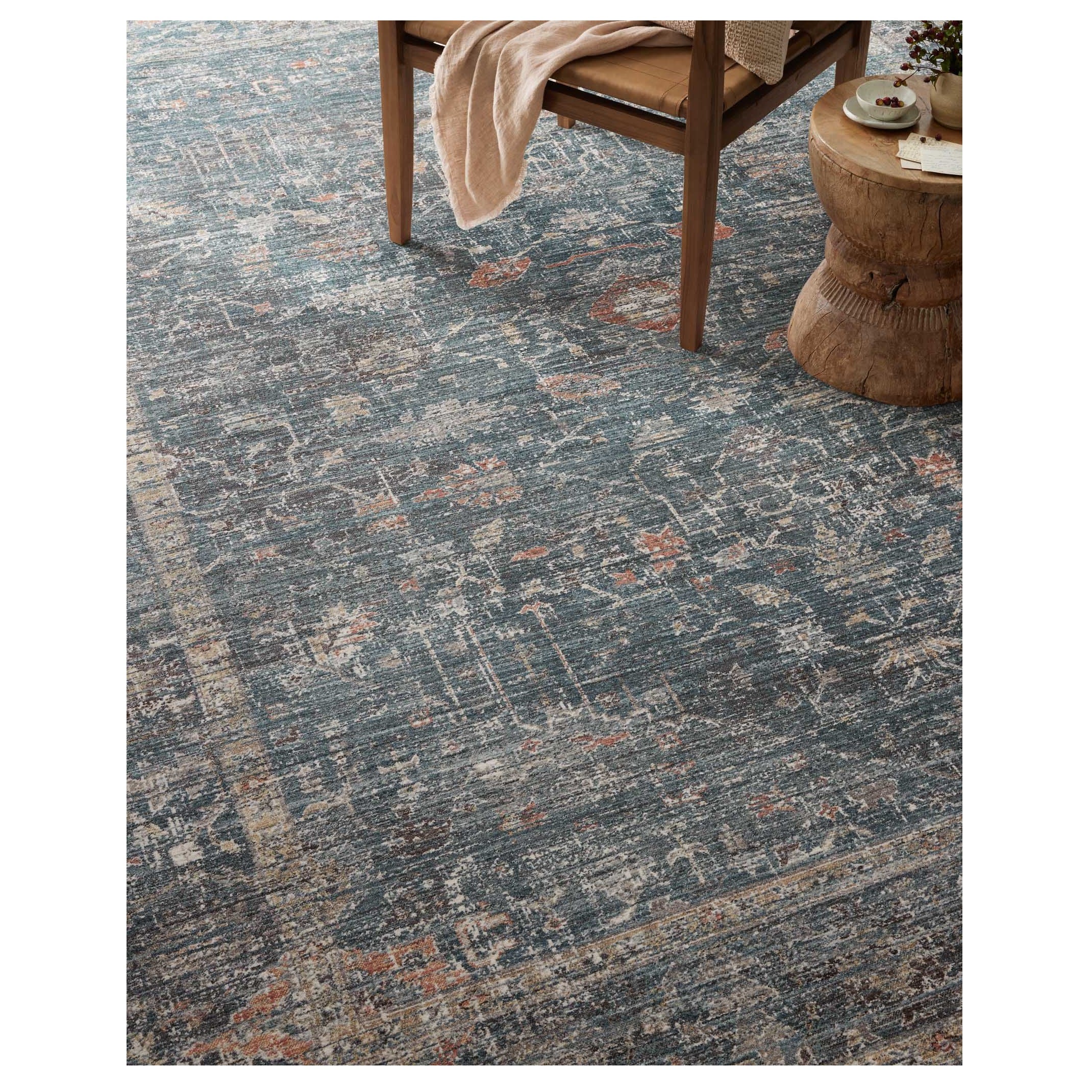 Millie Denim Multi Rug under chair