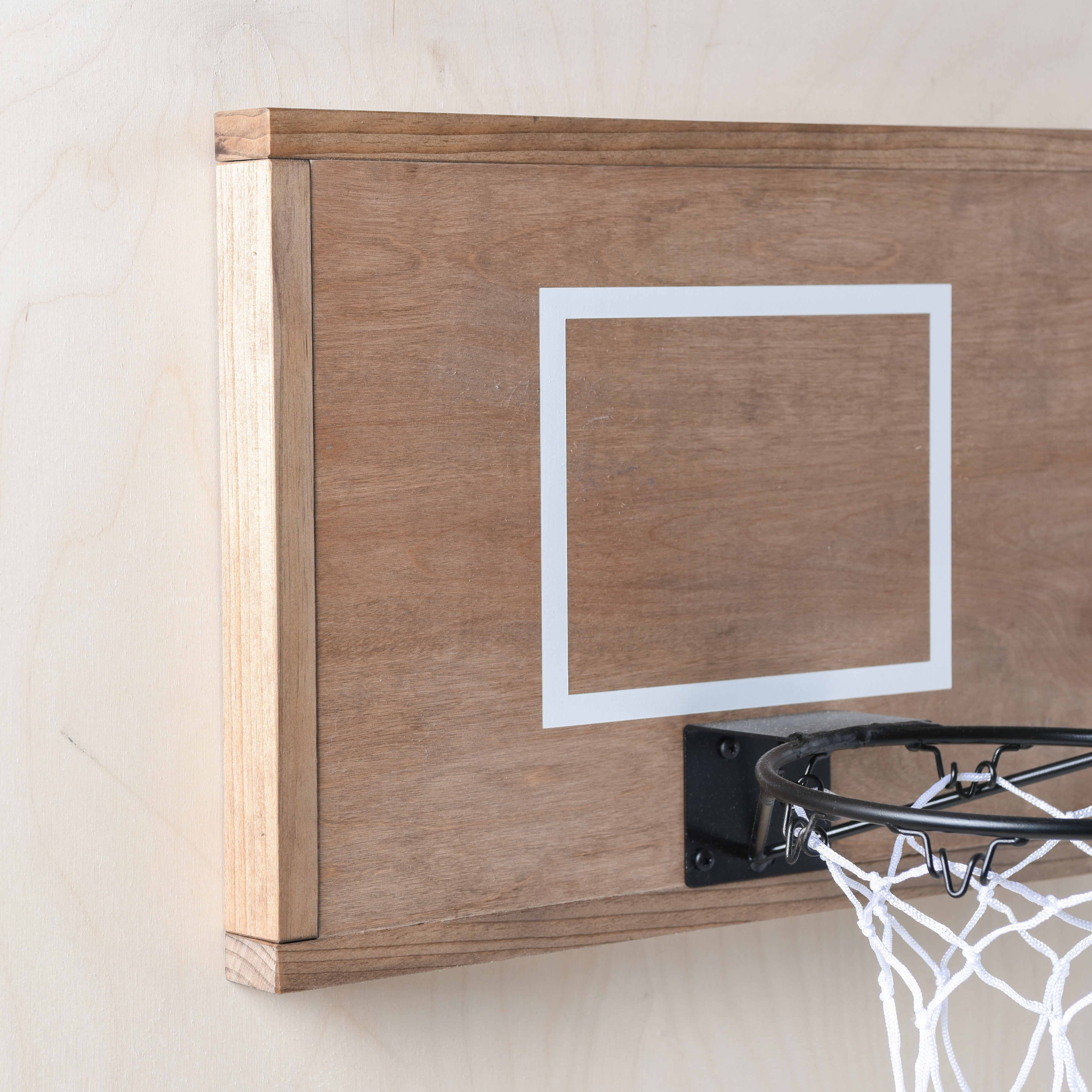 wall mounted natural wood mini basketball hoop