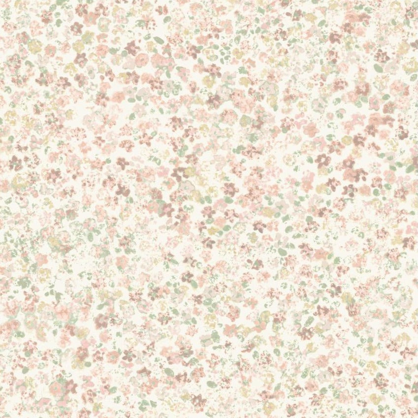 light pink floral pattern on white wallpaper