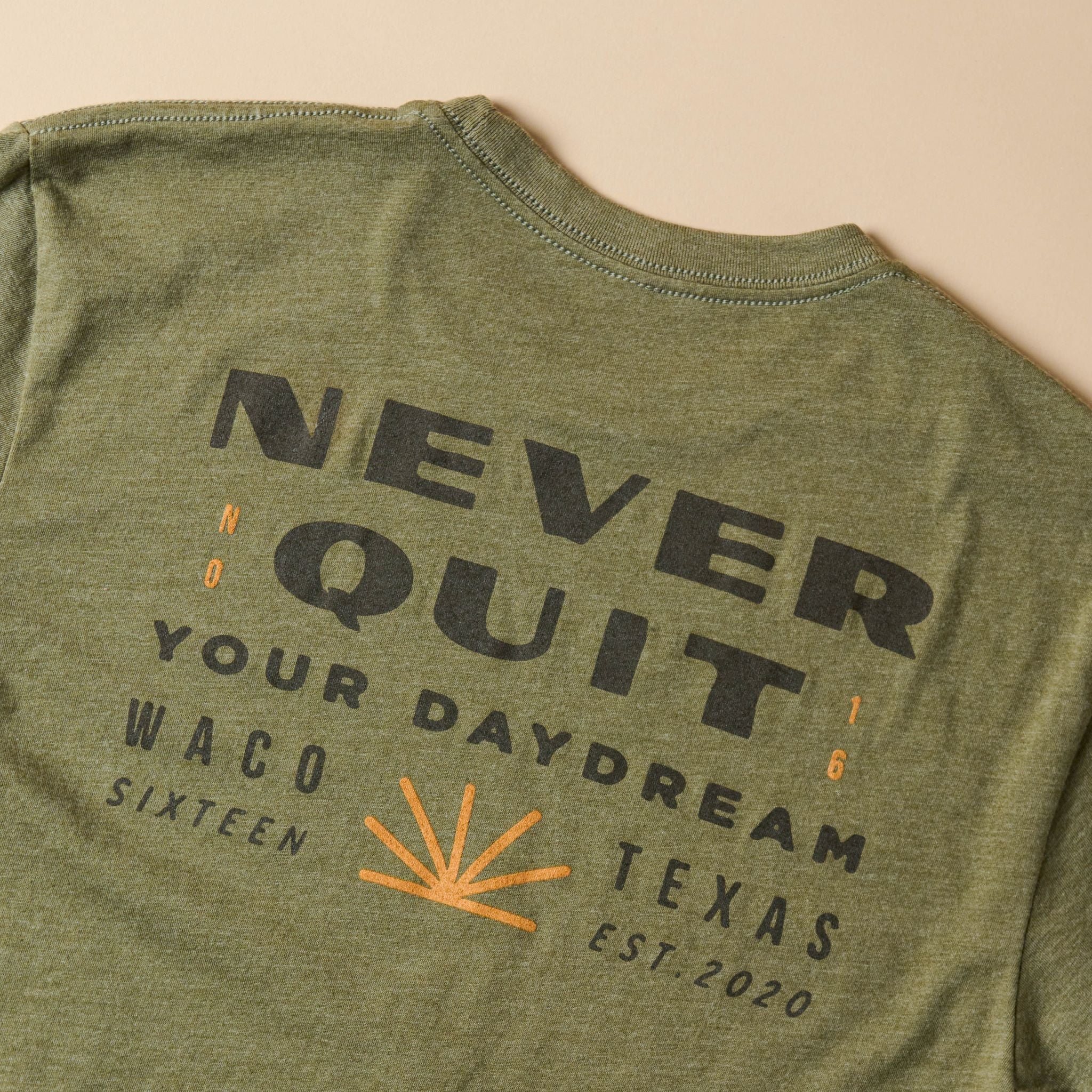 Magnoliass Never Quit Military Green Shirt