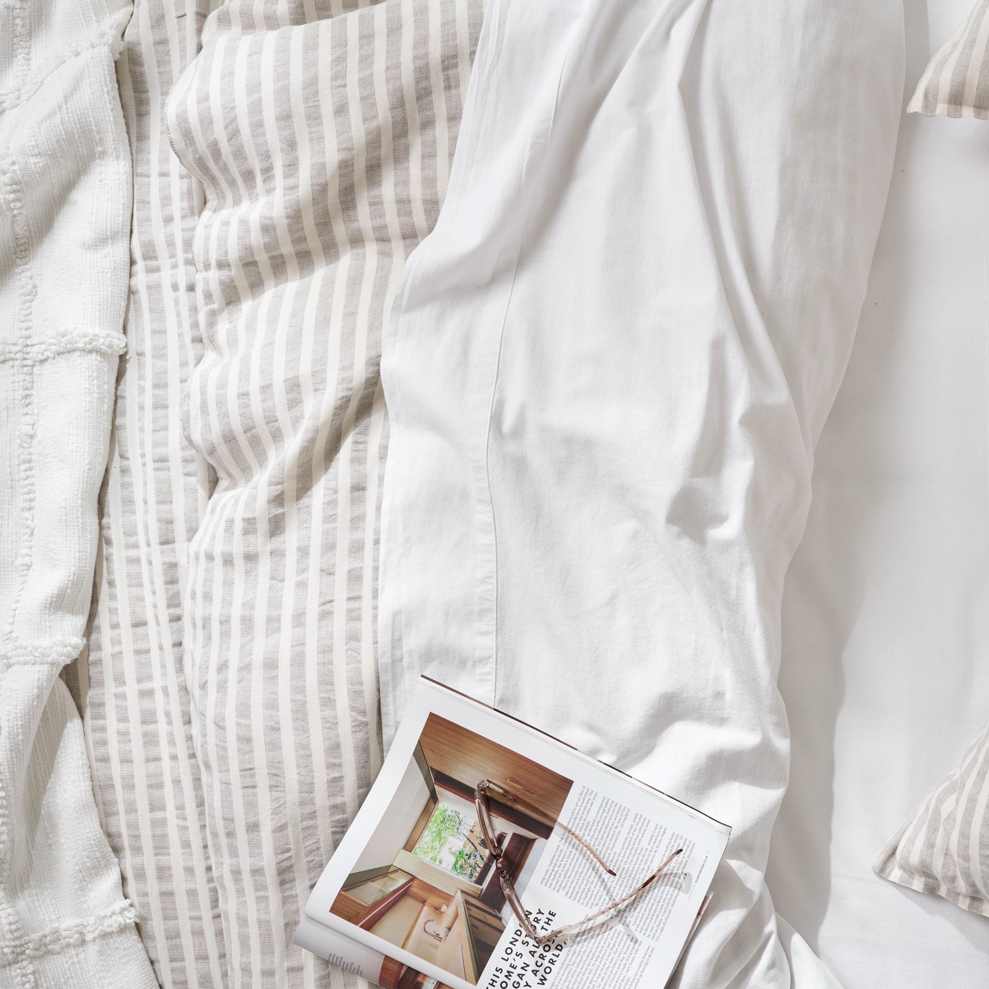 Shadow Grey + Oatmeal Stripe Linen Cotton Duvet