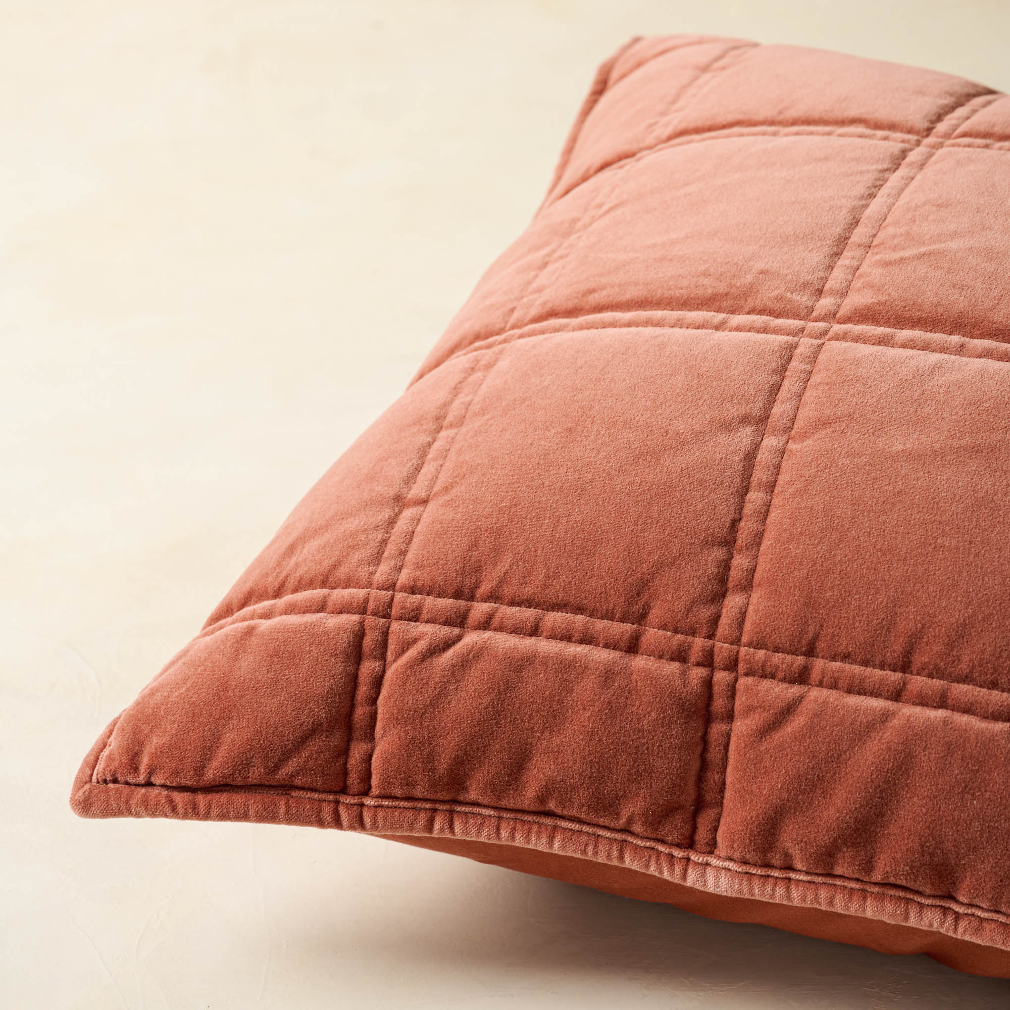 Close up of Weekend Velvet Sham - Rustic Clay