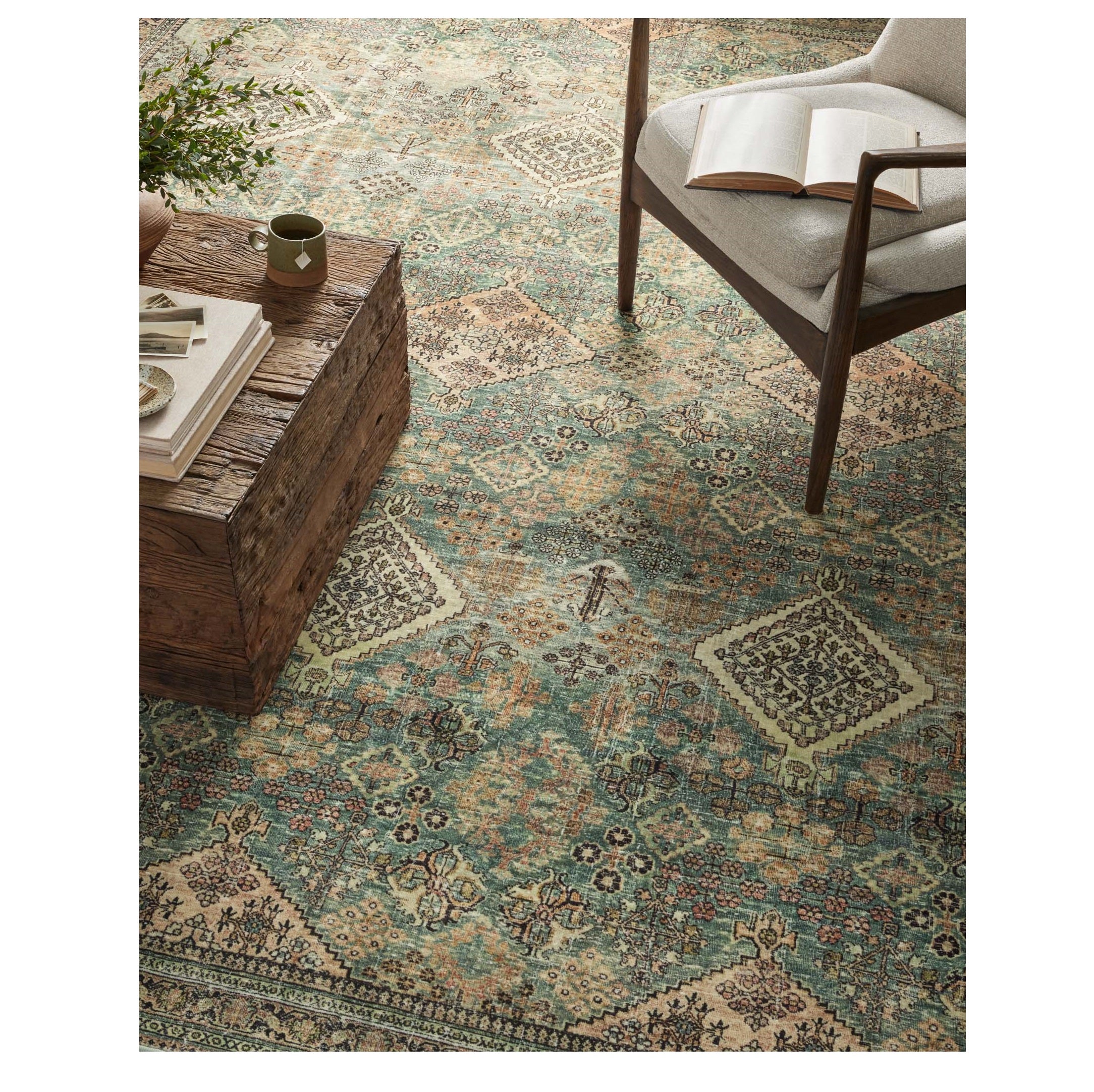 Sinclair Turquoise Multi Rug under chair