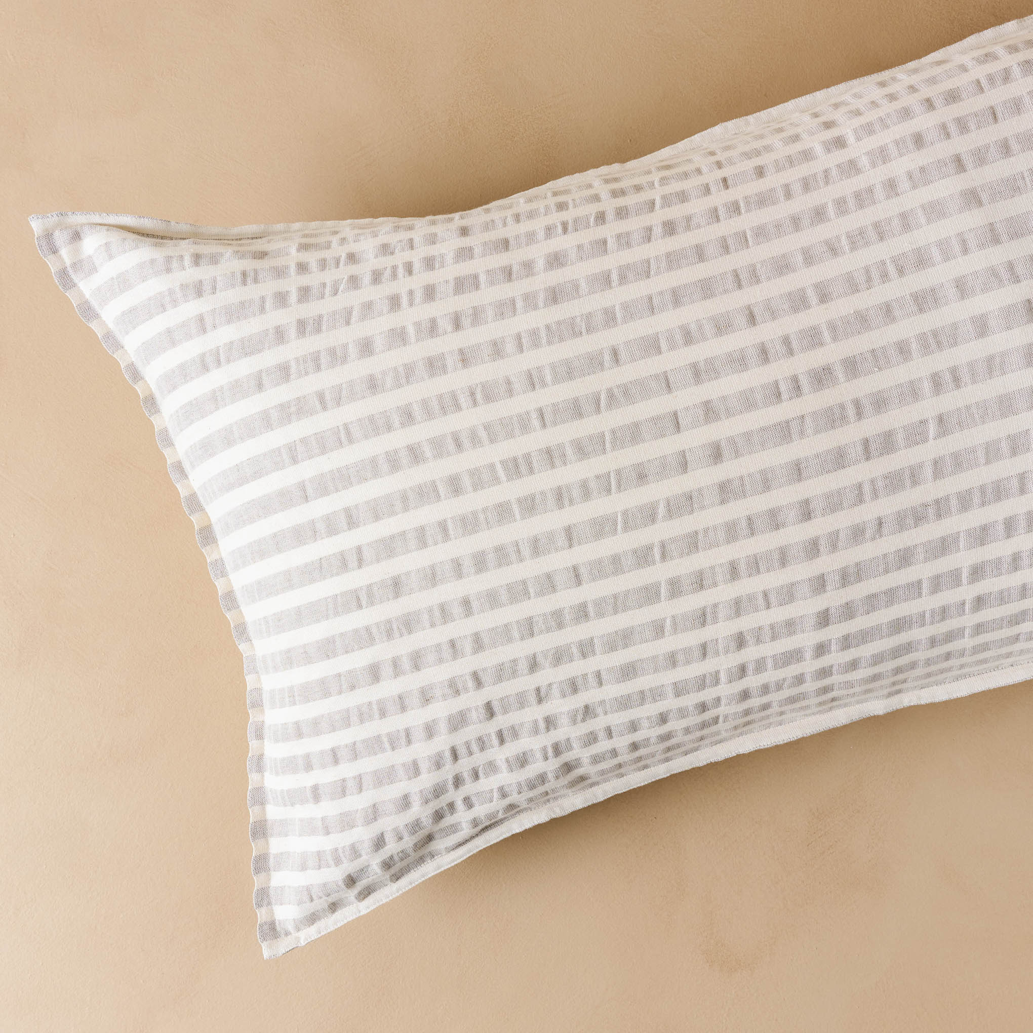 Shadow Grey + Oatmeal Stripe Linen Cotton Sham