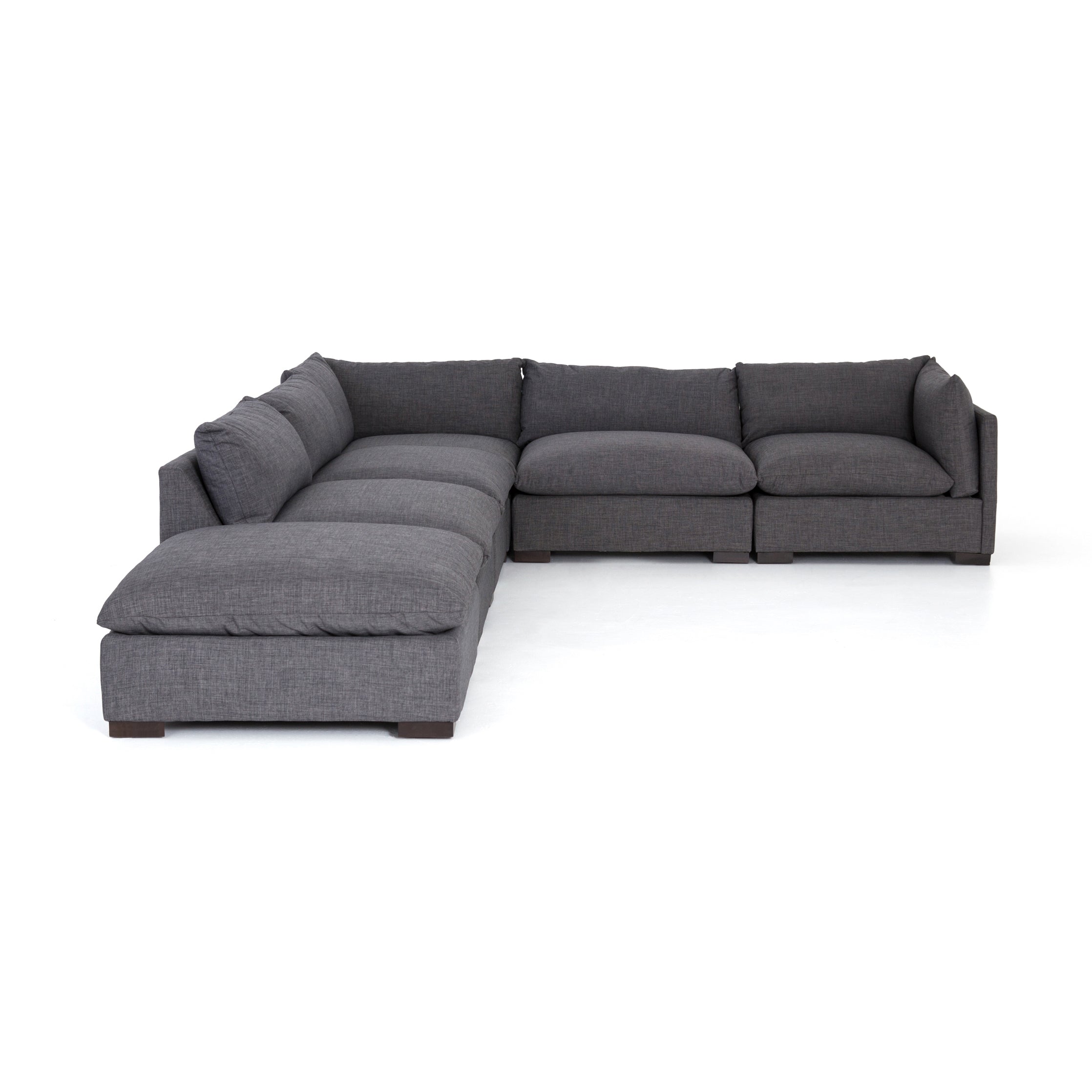 charcoal fabric L-shaped sectional sofa with ottoman for Magnoliass
