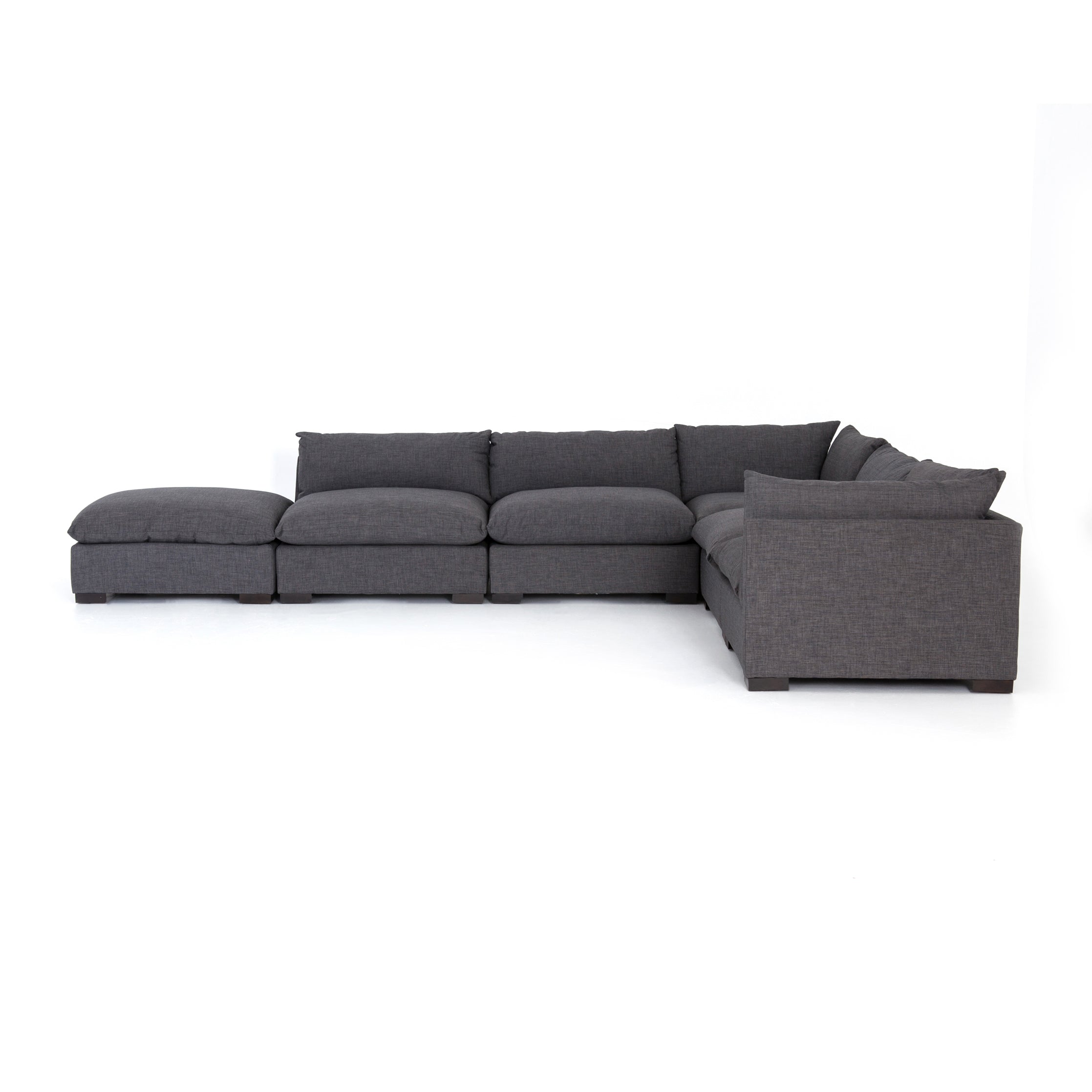 charcoal fabric L-shaped sectional sofa with ottoman for Magnoliass