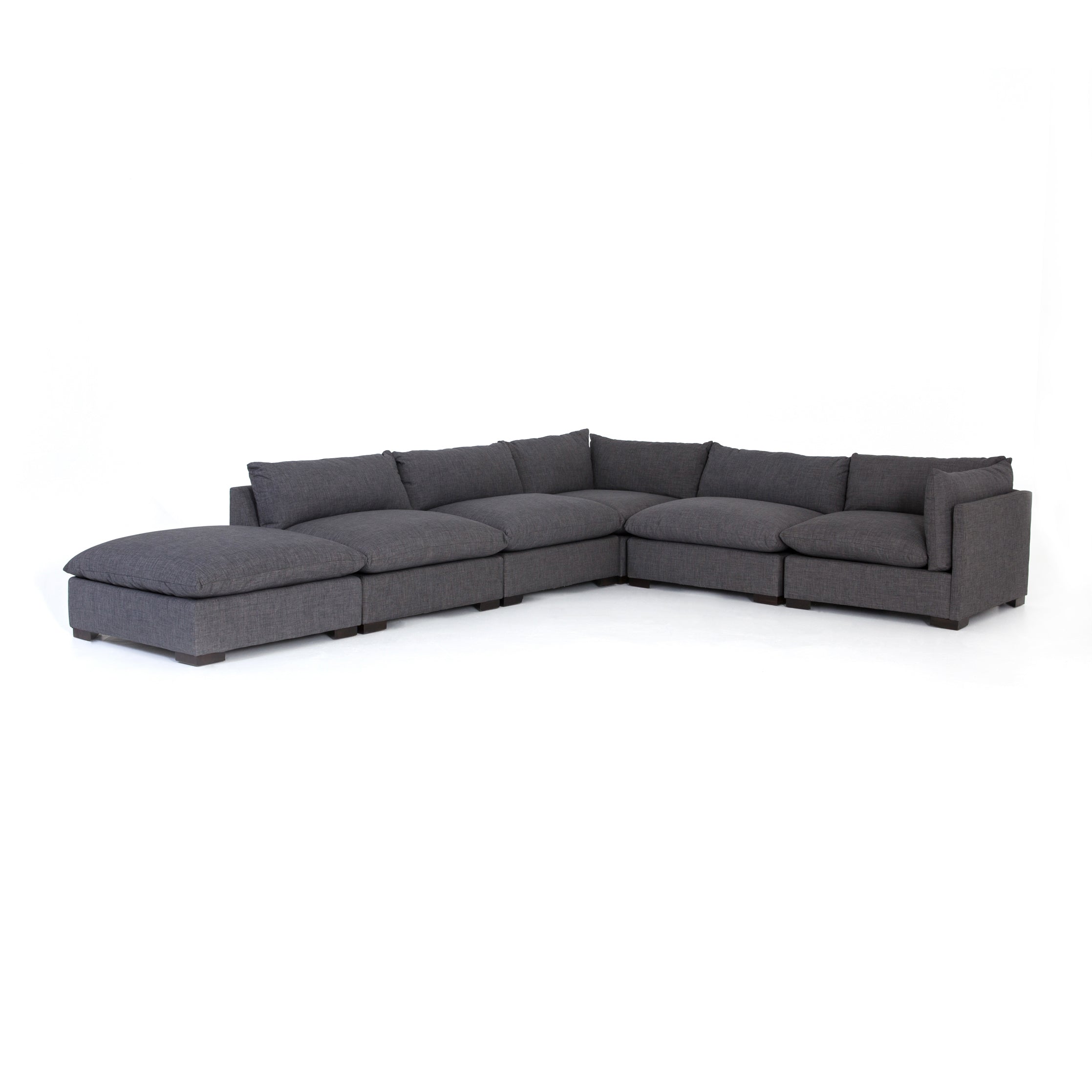 charcoal fabric L-shaped sectional sofa with ottoman for Magnoliass