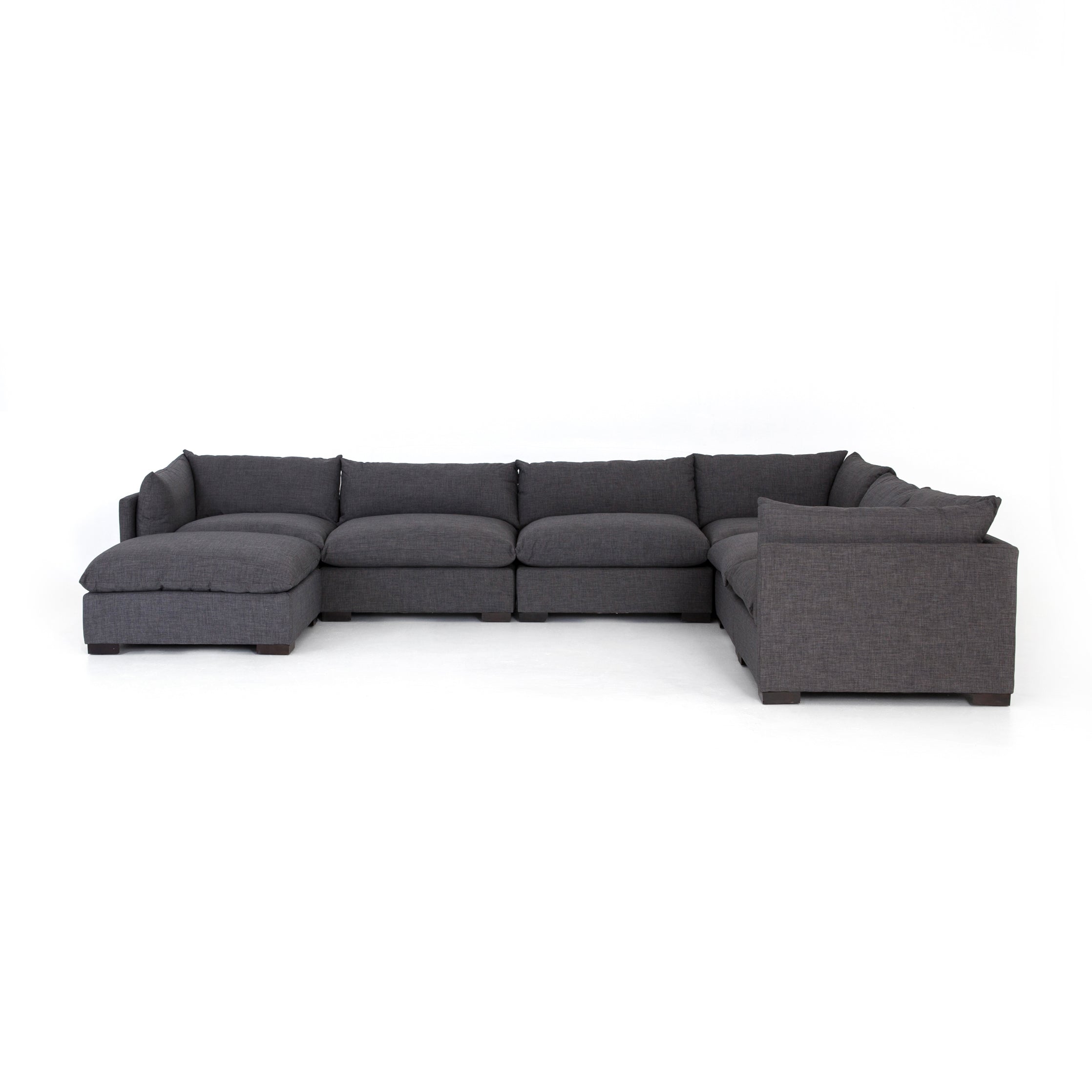 charcoal fabric L-shaped sectional sofa with ottoman for Magnoliass