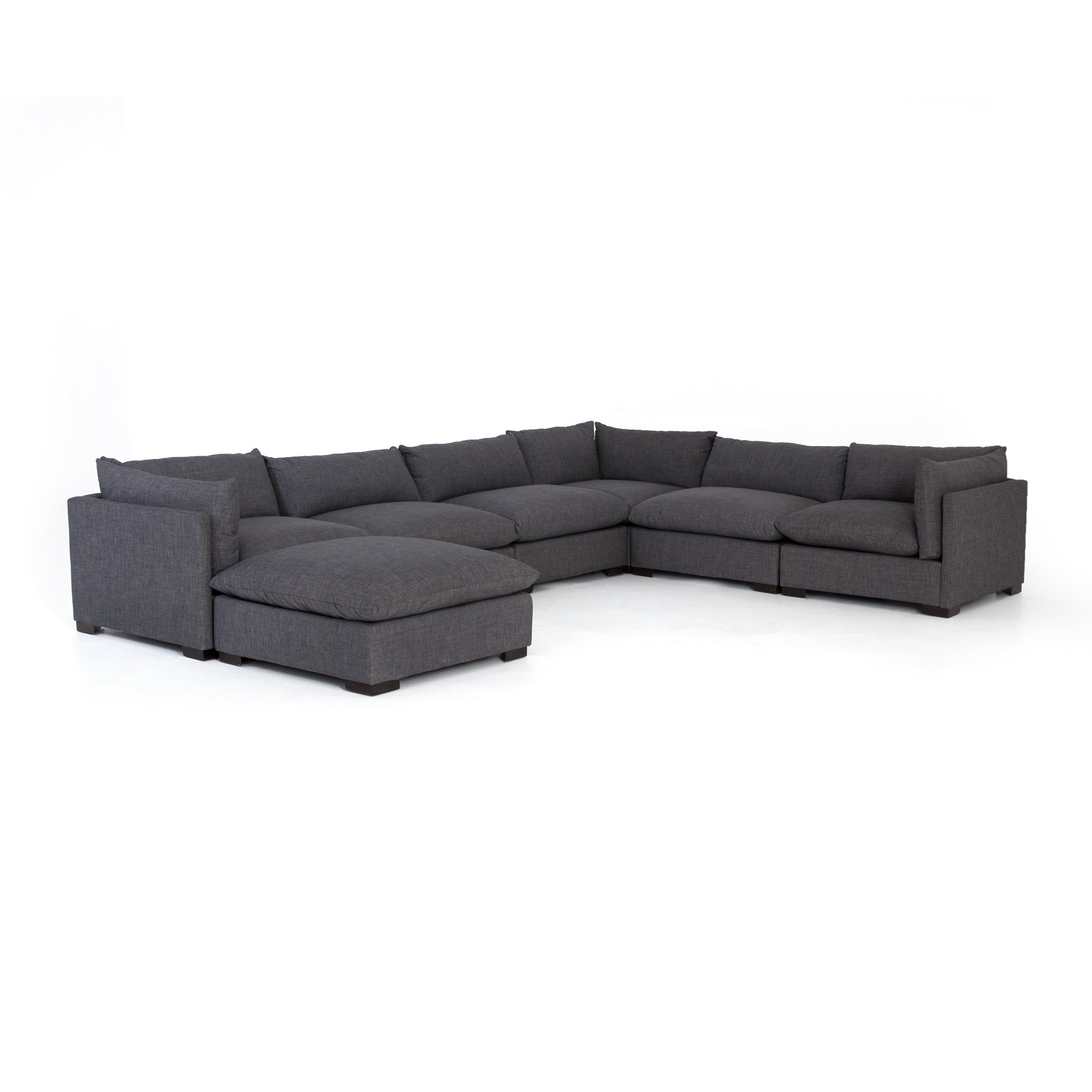 charcoal fabric L-shaped sectional sofa with ottoman for Magnoliass