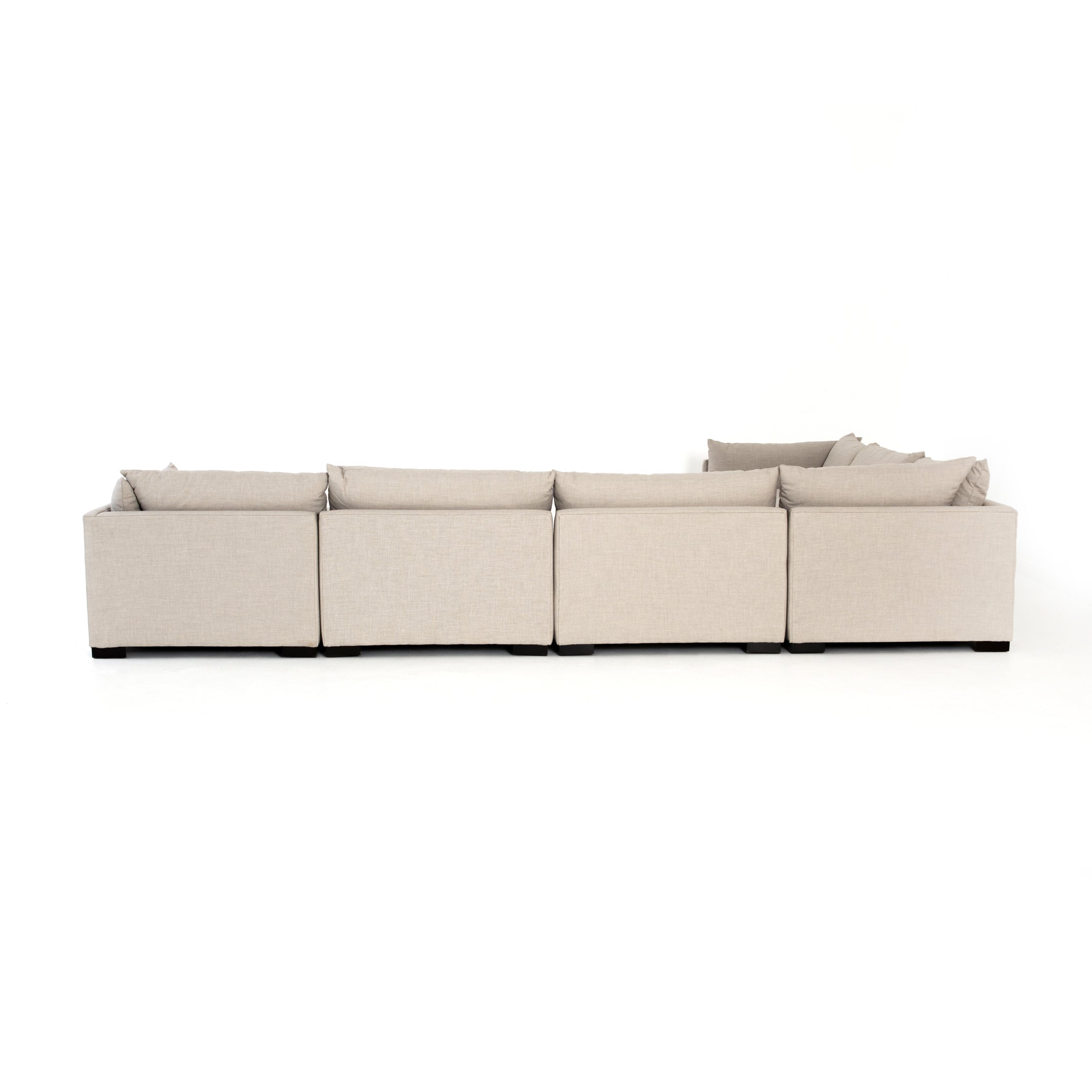 cream fabric L-shaped sectional sofa with ottoman for Magnoliass