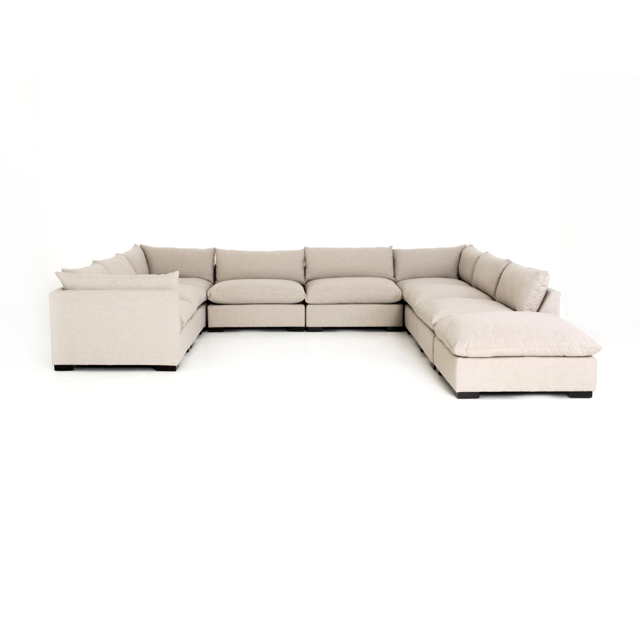cream fabric u-shaped sectional sofa with ottoman for Magnoliass