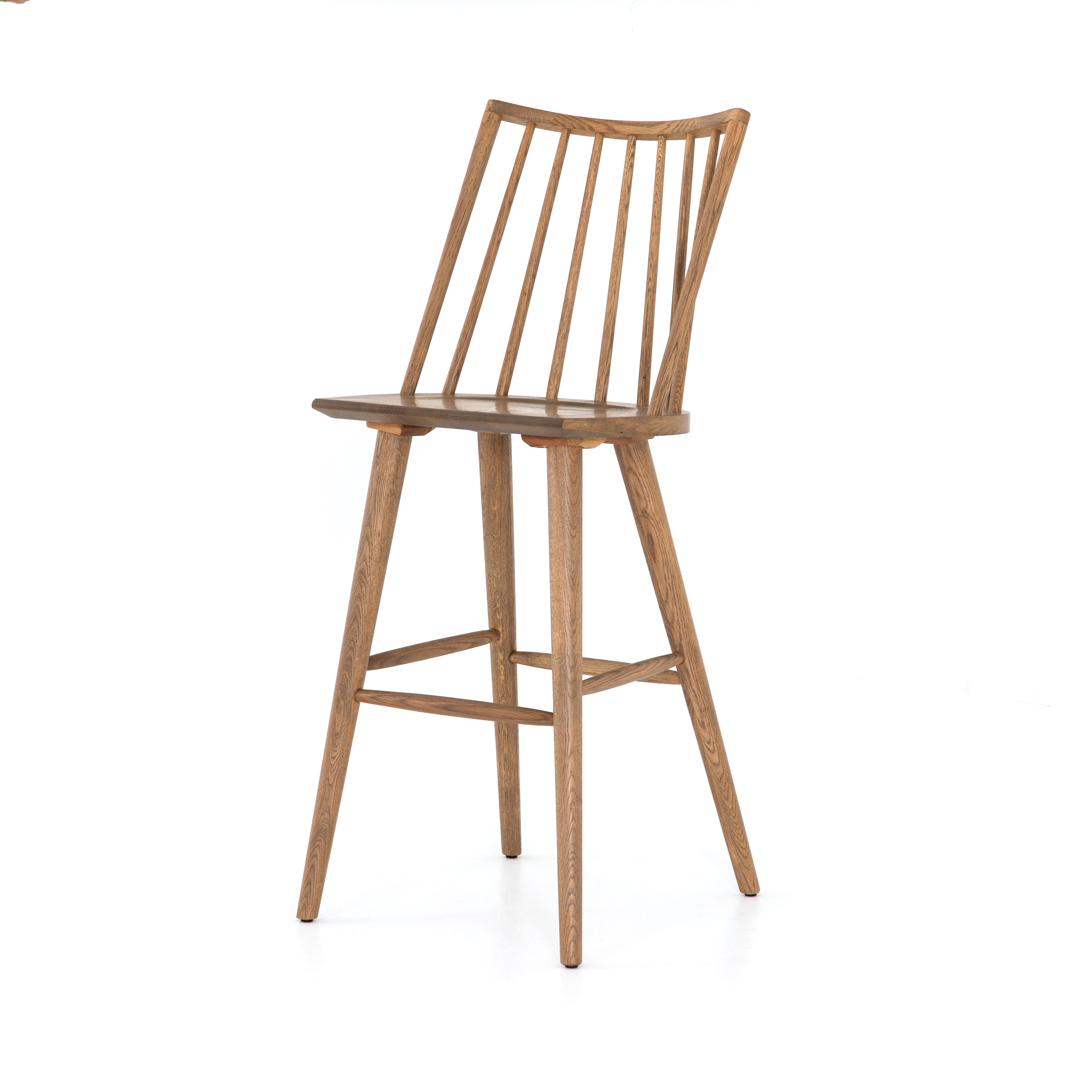 sandy oak wooden modern windsor spindle back bar stool