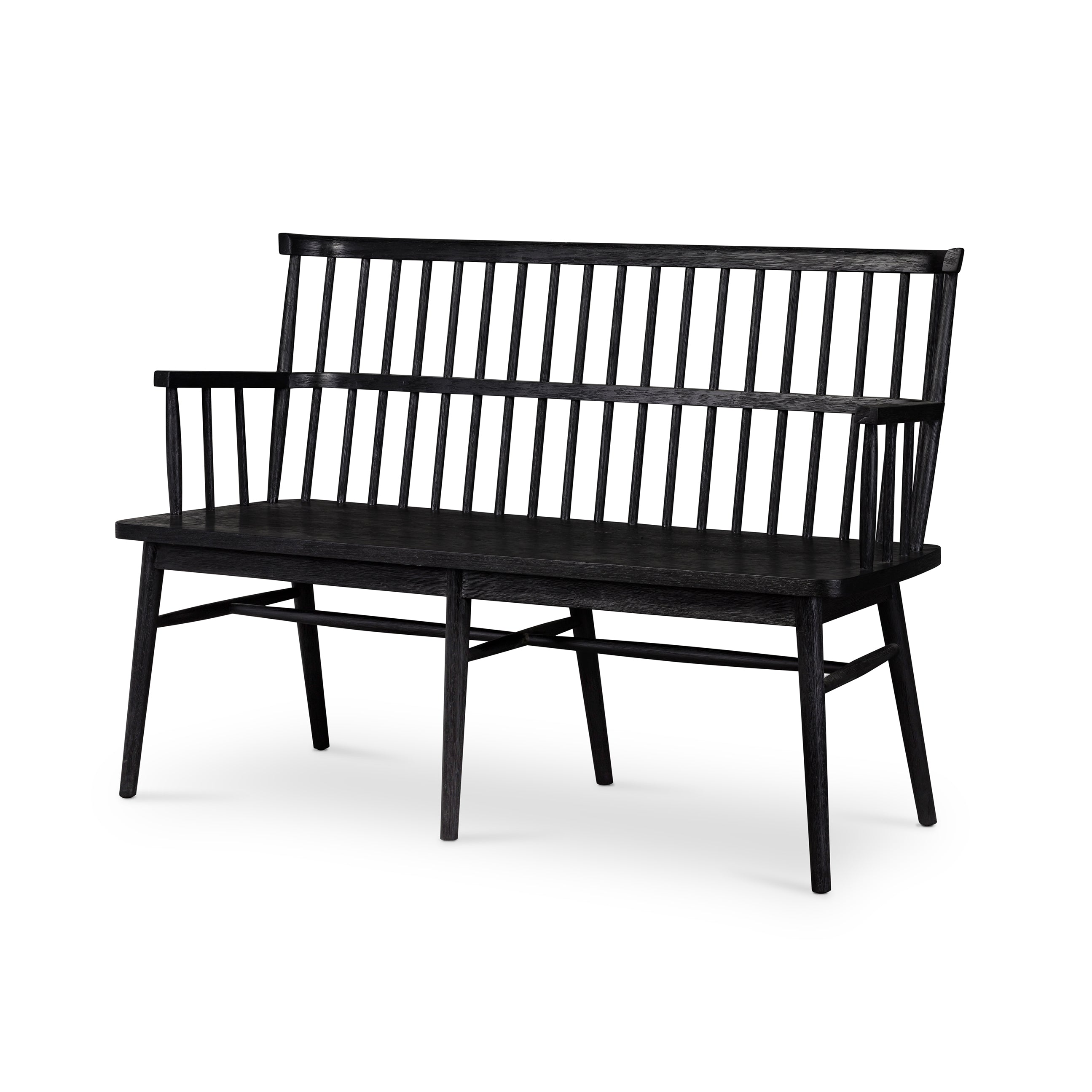black oak spindle back bench