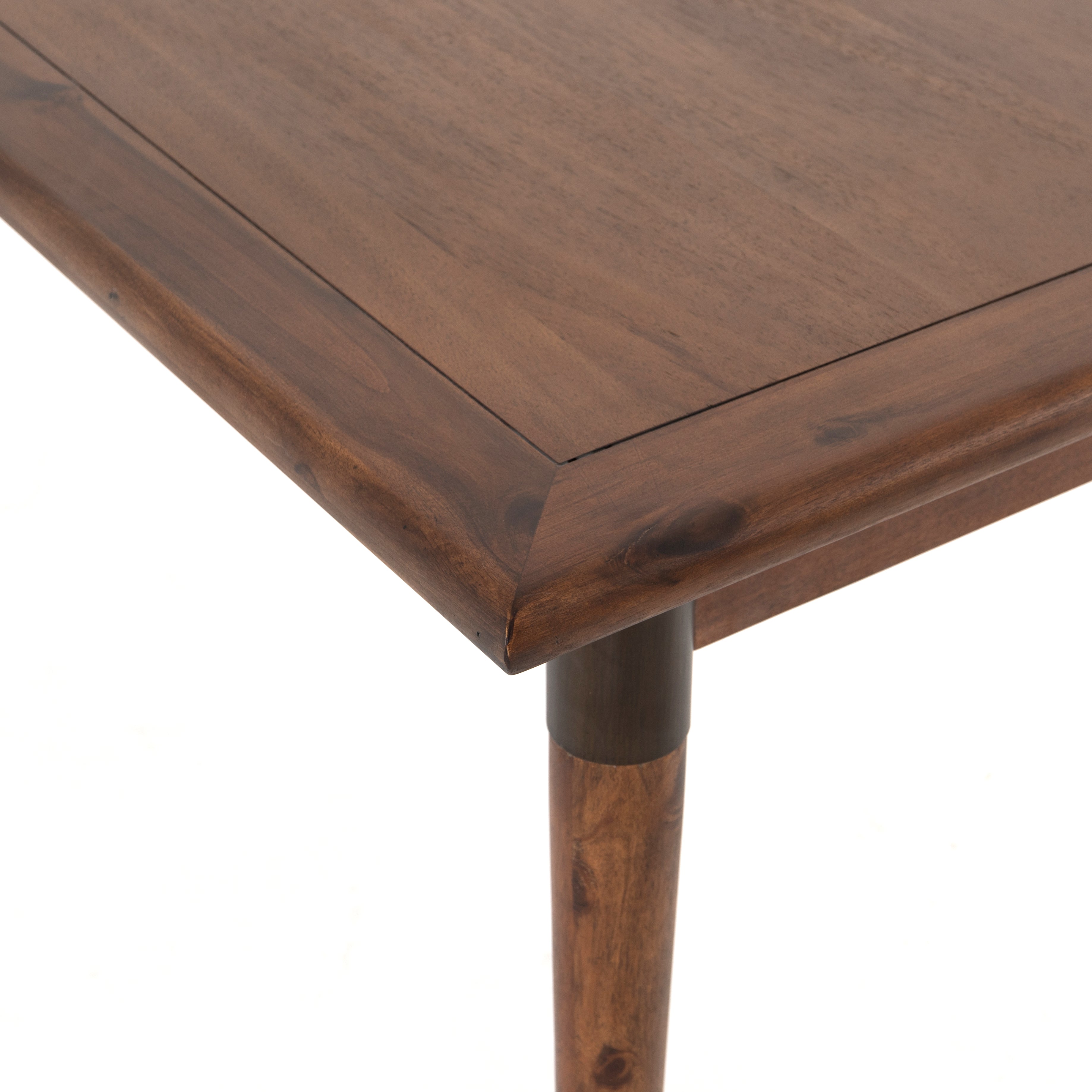 simple mid century extendable wooden dining table with walnut finish