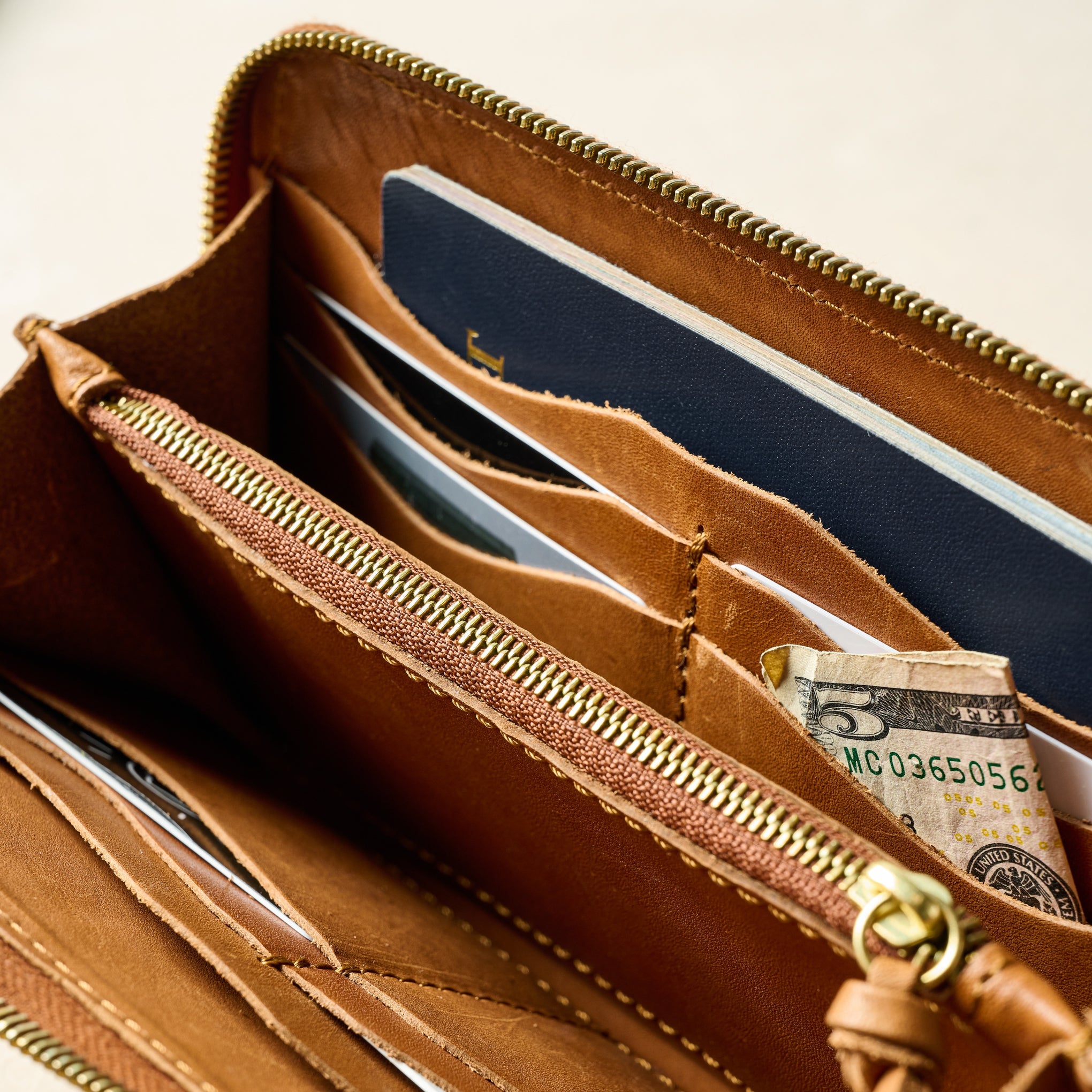 Magnoliass Zip Around Leather Wallet