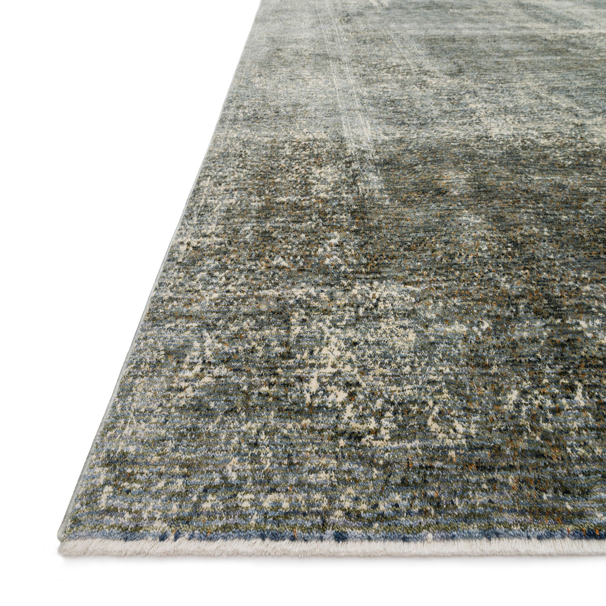 distressed grey-blue rug