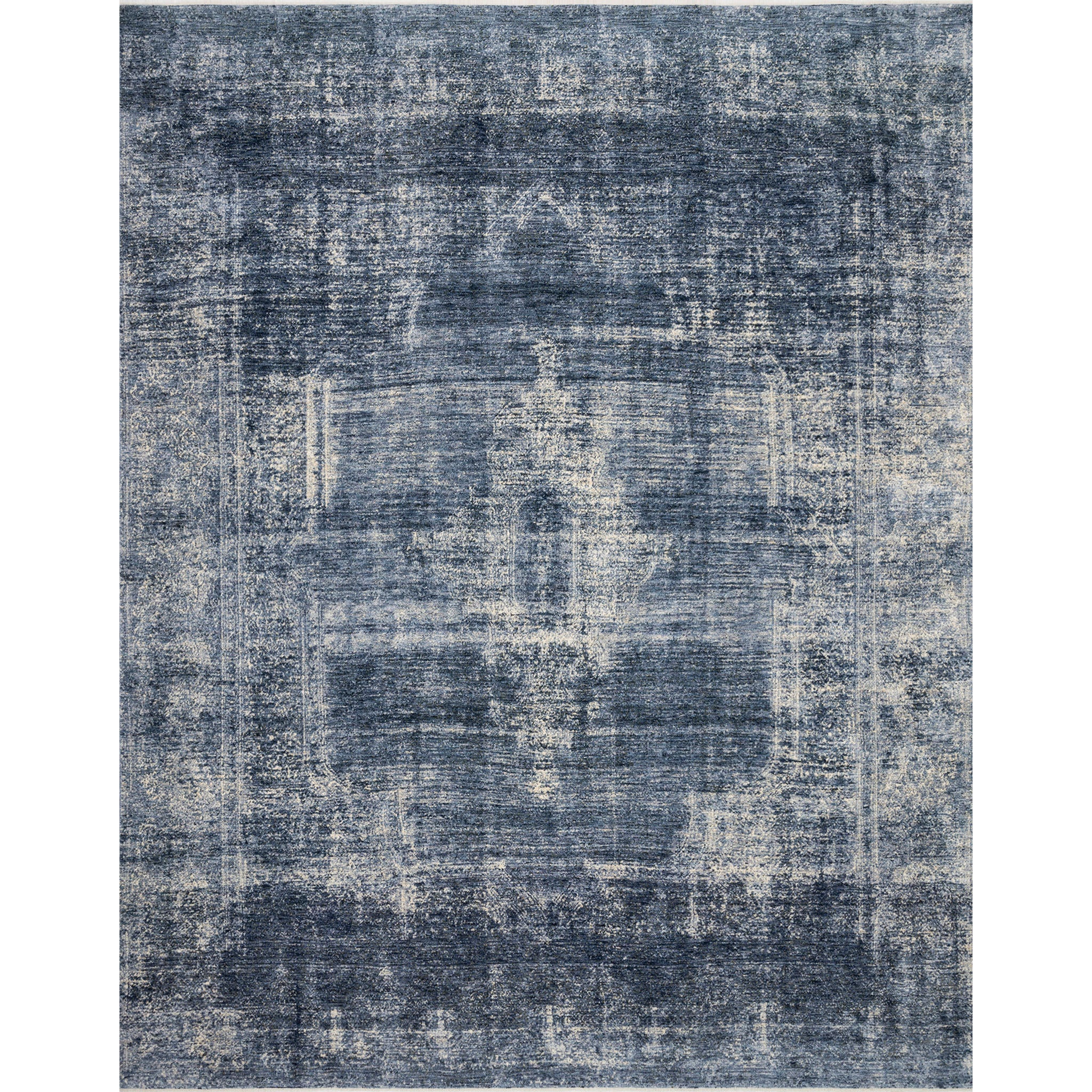 distressed blue and ivory rug