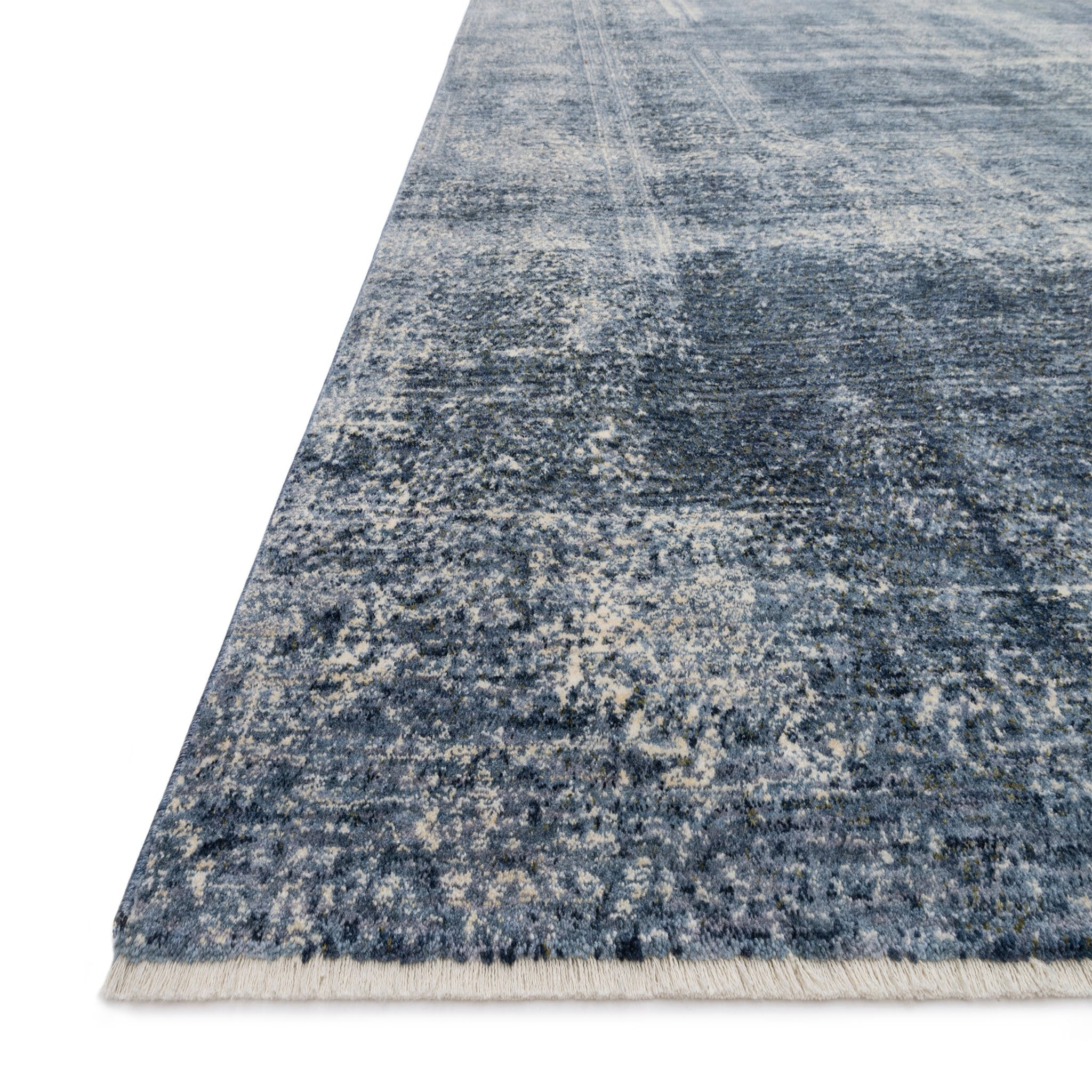 distressed blue and ivory rug