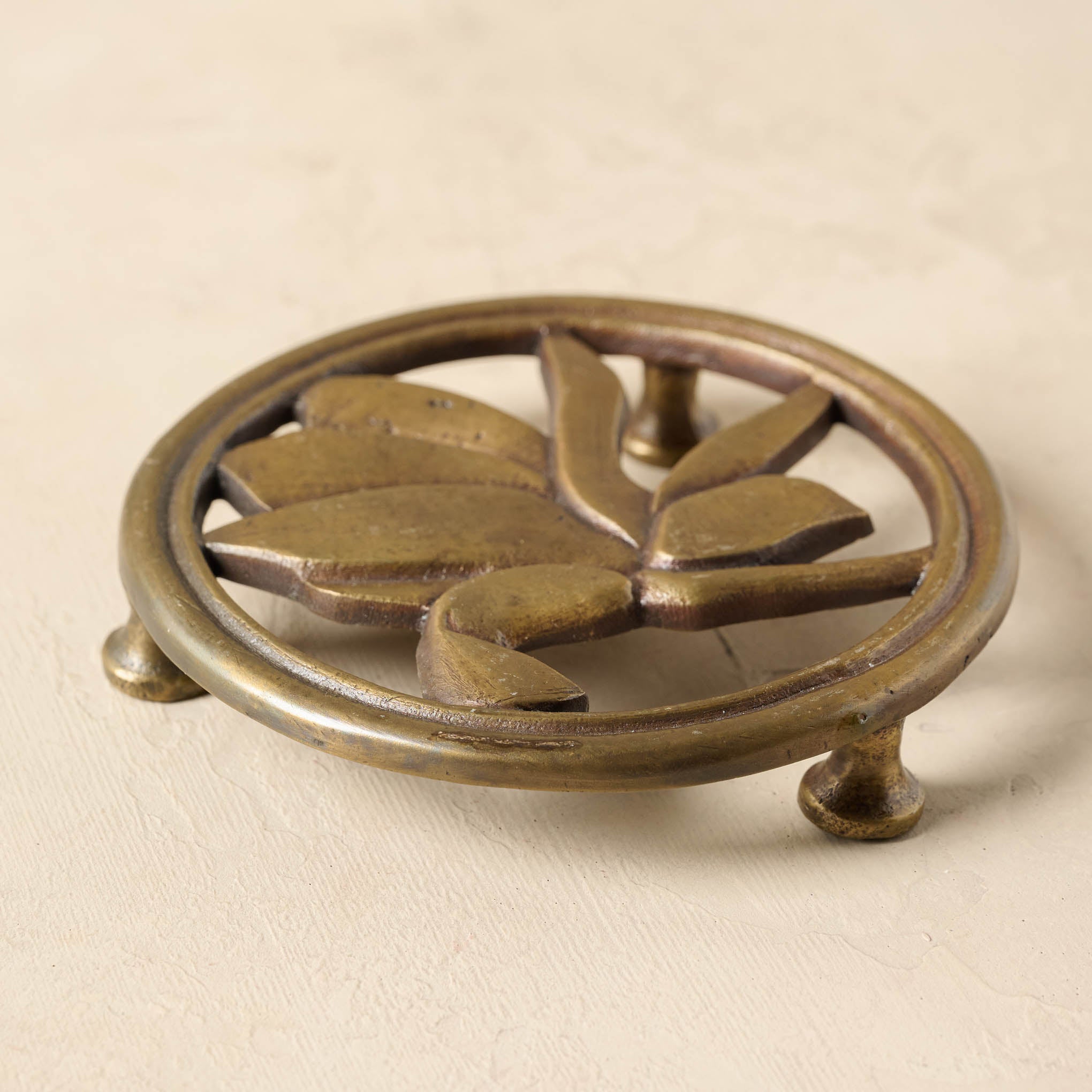 Magnoliass Antique Brass Trivet